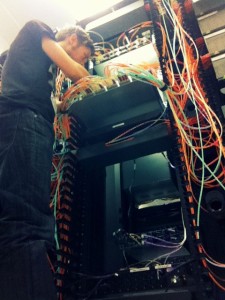 Paul working on a fibre optic network at a Datacentre in Europe